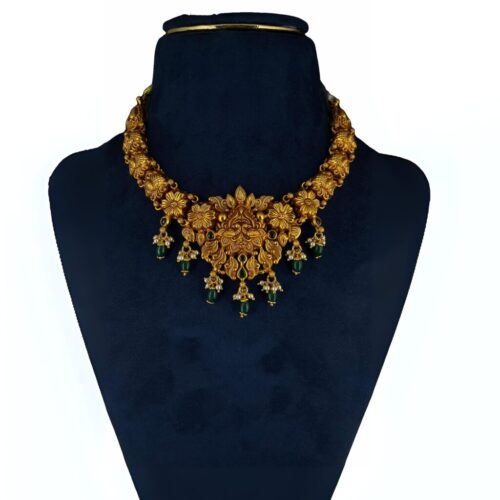 Floral Peacock Temple Necklace