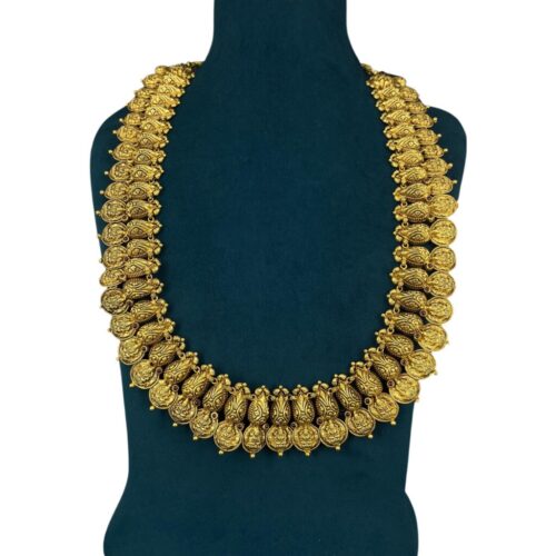 elegant Peacock lakshmi Coin Motif Long Haram