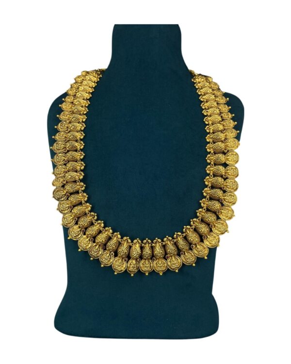 elegant Peacock lakshmi Coin Motif Long Haram