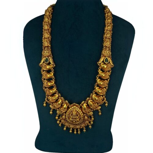 Antique Peacock Lakshmi elephant Temple Long Haram