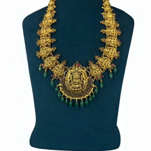Lakshmi green beads Temple Long Haram