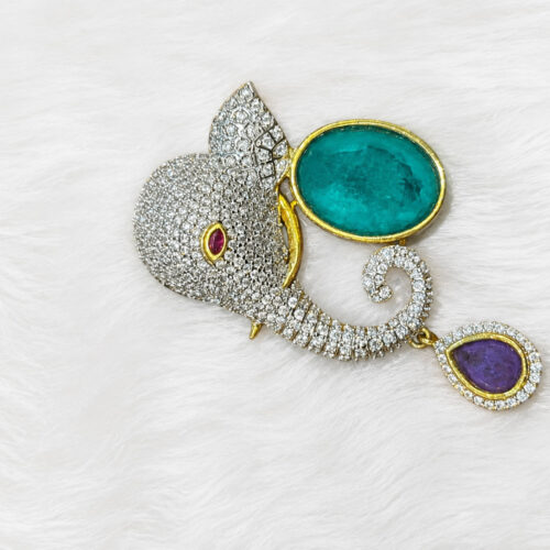 Emerald Ganesha CZ Pendant