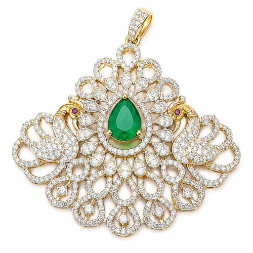Emerald Peacock Majesty Pendant