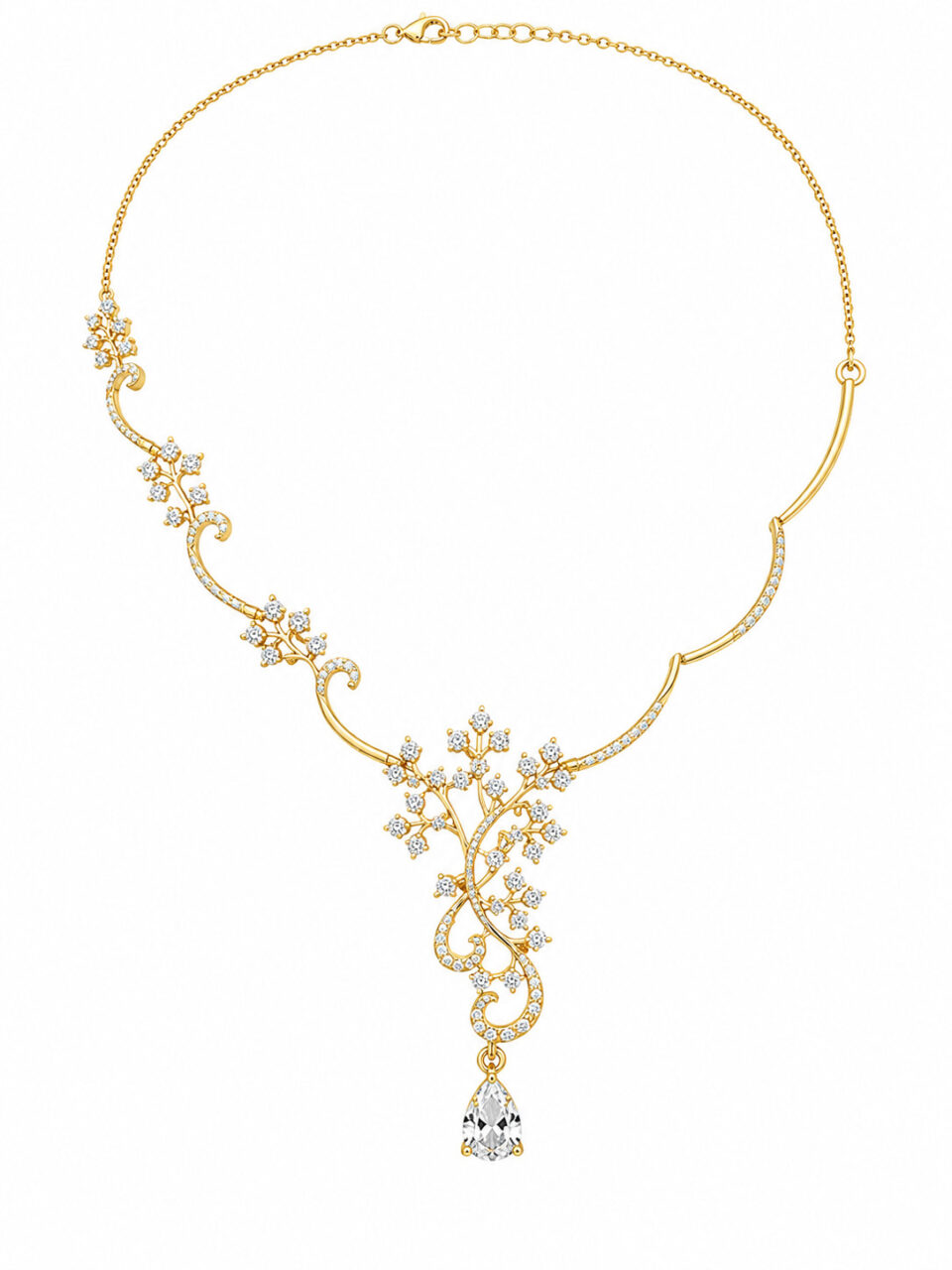 Diamond Blossom Vine Necklace 1 Diamond Blossom Vine Necklace