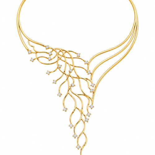 Golden Vine Cascade Diamond Necklace