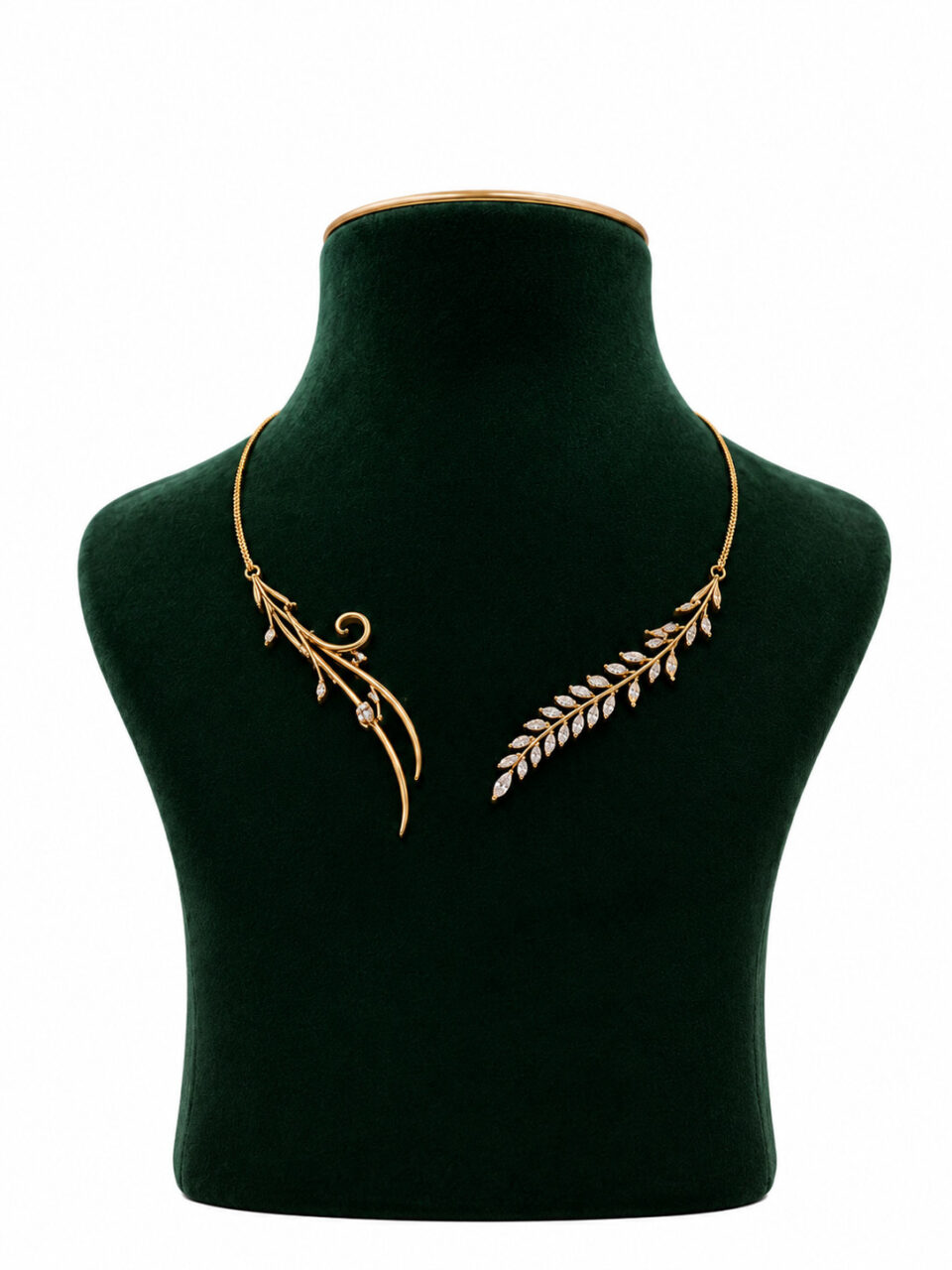Golden Leaf Grace Diamond Necklace 2 Golden Leaf Grace Diamond Necklace - Image 2