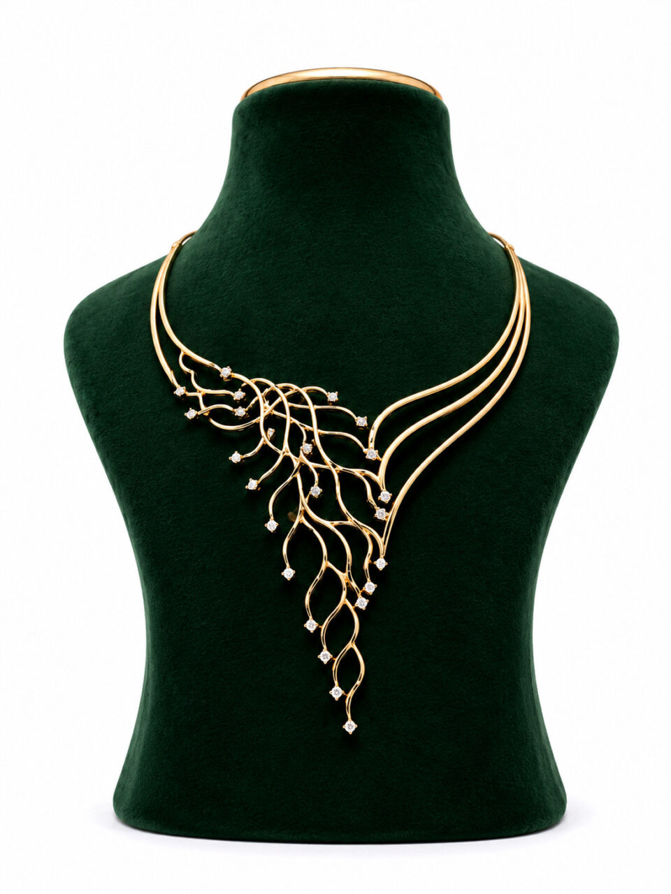 Golden Vine Cascade Diamond Necklace 2 Golden Vine Cascade Diamond Necklace - Image 2