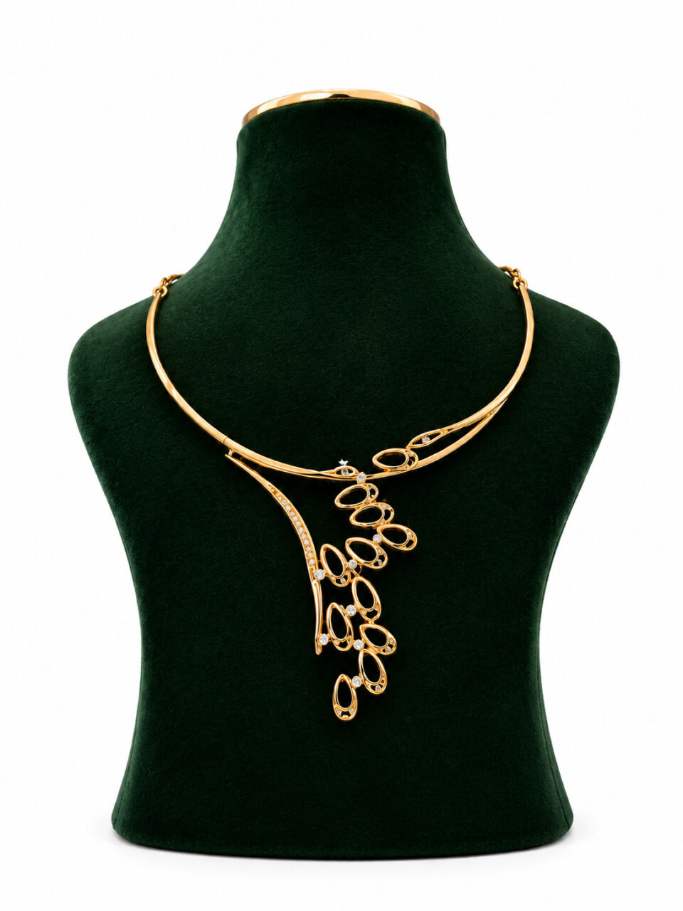 Golden Cascade Leaf Diamond Necklace 2 Golden Cascade Leaf Diamond Necklace - Image 2