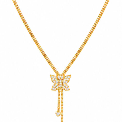Butterfly Heart Charm Gold Chain