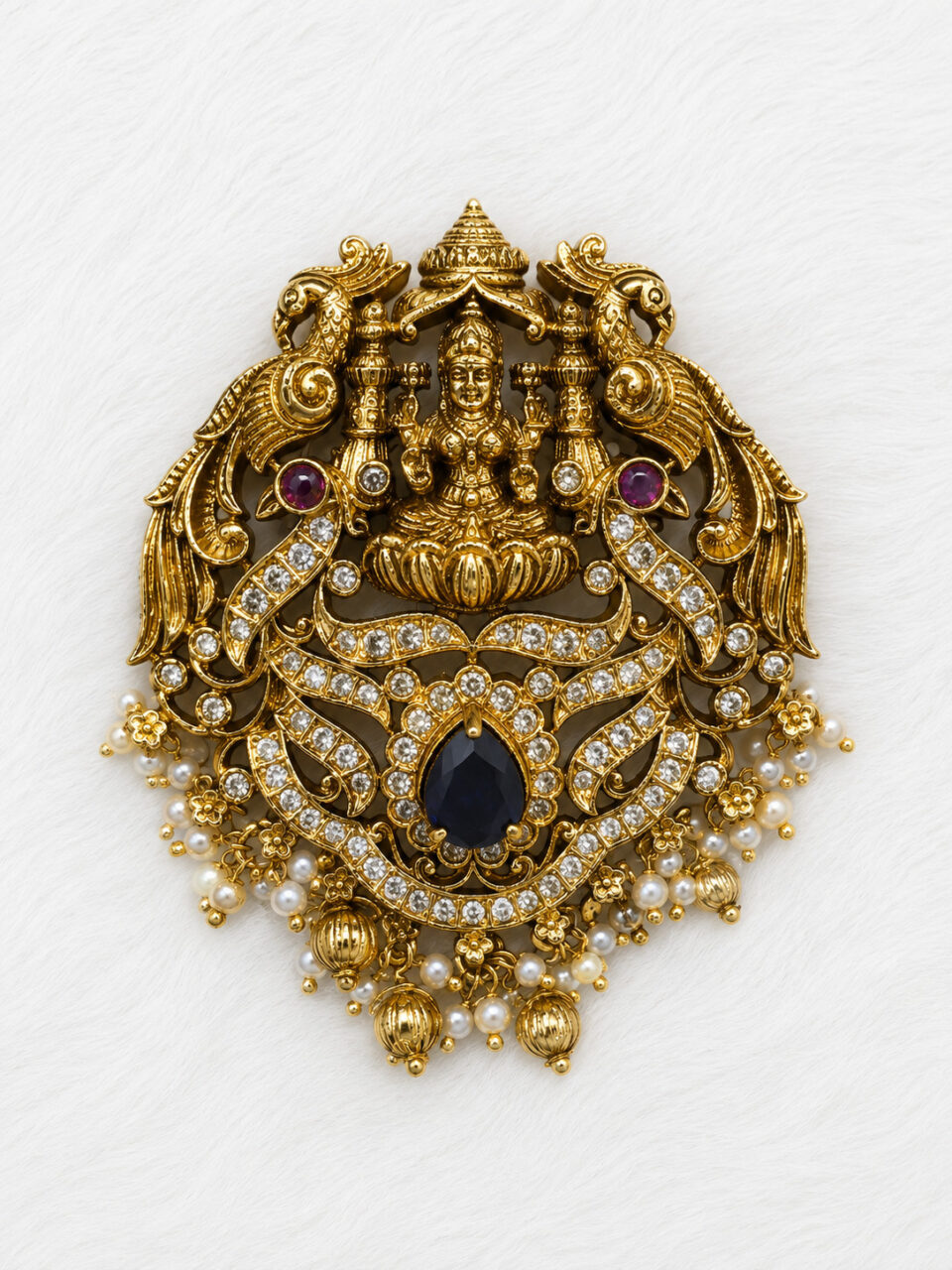 Lakshmi Peacock Navaratna Heritage Pendant 1 Lakshmi Peacock Navaratna Heritage Pendant