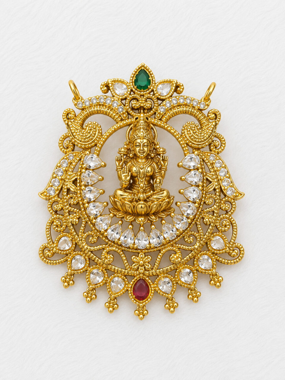 Mahalakshmi Kundan Floral Temple Pendant 1 Mahalakshmi Kundan Floral Temple Pendant