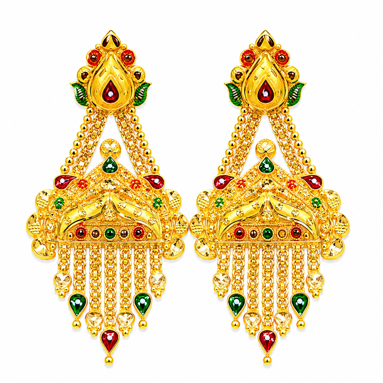 Royal Navratna Palace Tassel Earrings 1 Royal Navratna Palace Tassel Earrings