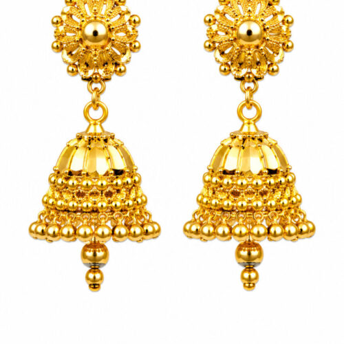 Classic Floral Gold Jhumka Earrings