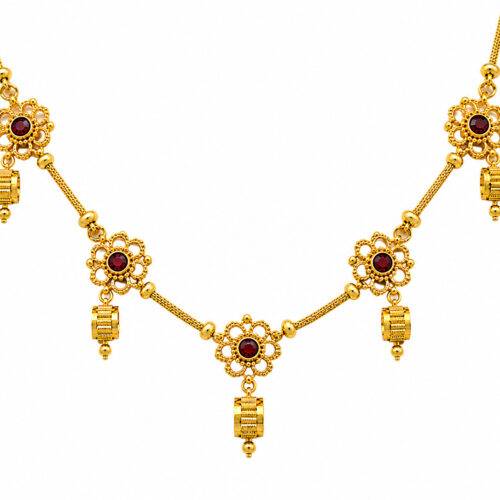 Royal Ruby Floral Drop Necklace