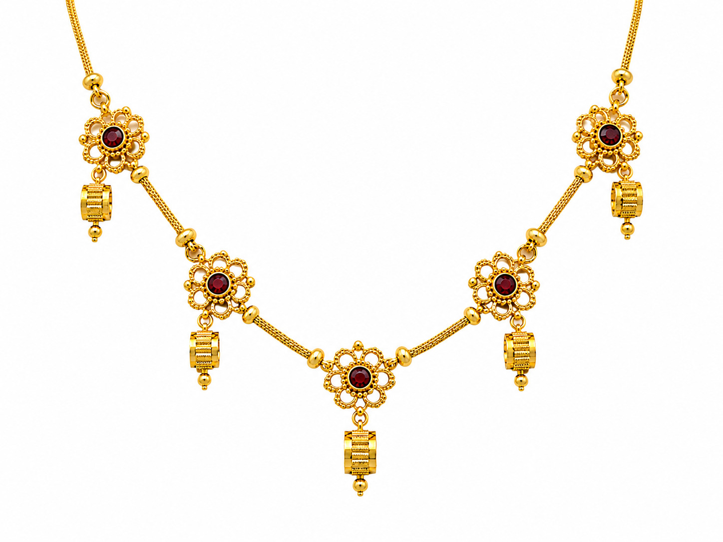 Royal Ruby Floral Drop Necklace 1 Royal Ruby Floral Drop Necklace