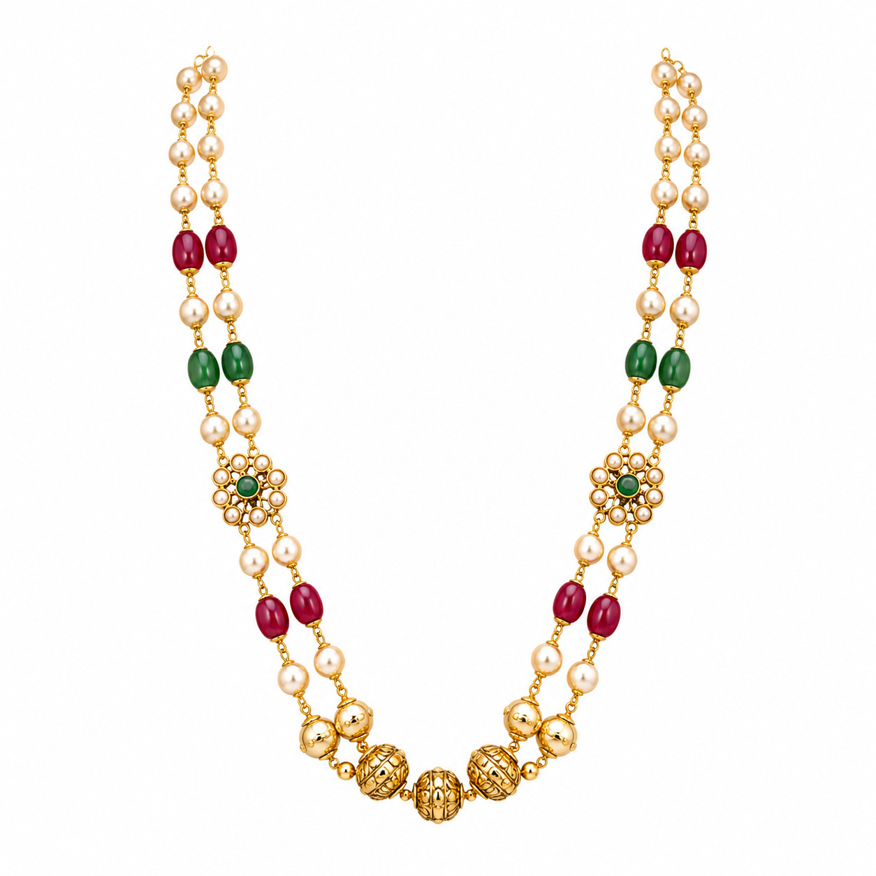 Navratna Pearl Mala Necklace 1 Navratna Pearl Mala Necklace