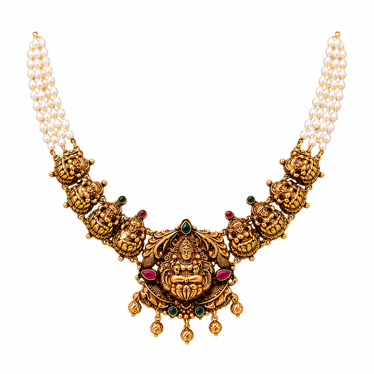 Mahalakshmi Pearl Temple Necklace 1 Mahalakshmi Pearl Temple Necklace